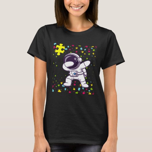 Autism Mom Teacher Youth Dabbing Astronaut Autism  T-Shirt (Vorderseite)