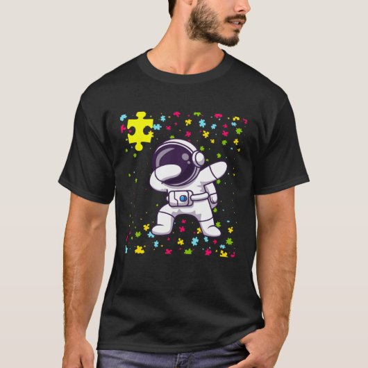 Autism Mom Teacher Youth Dabbing Astronaut Autism  T-Shirt (Vorderseite)
