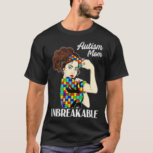 Autism Mom Unbreakable Puzzle Piece Autism Awarene T-Shirt (Vorderseite)