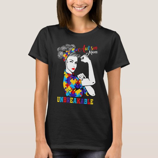 Autism-Mutter Unzerbrechlich   Autismus-Bewusstsei T-Shirt (Vorderseite)