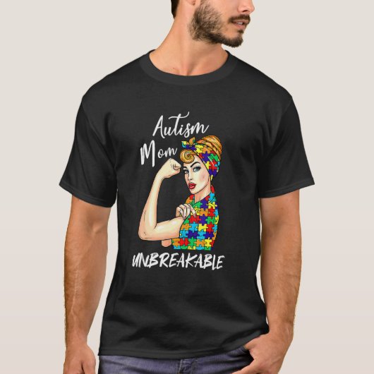 Autism-Mutter Unzerbrechlich Autismusrisiko-Gesc T-Shirt (Vorderseite)