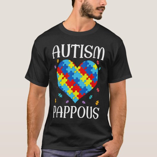 Autism Pappous Matching Family Heart Autism Awaren T-Shirt (Vorderseite)