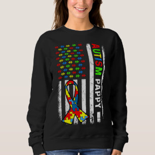 Autism Pappy American Flag Autism Awareness Family Sweatshirt