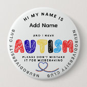 Autism Pin ID Neurodiversity club Button (Vorderseite)