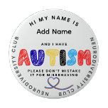 Autism Pin  ID Neurodiversity club Button<br><div class="desc">The Autism Pin ID Neurodiversity Club celebrates individuality, inclusion, and pride within the neurodiverse community. Designed to represent and support autistic identity, this pin serves as a meaningful symbol of acceptance and awareness. Perfect for students, advocates, and allies, it can be worn on bags, jackets, or lanyards to show solidarity...</div>