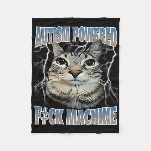 Autism Powered F#ck Machine Funny Cat Meme Autisti Fleecedecke (Vorderseite)