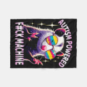 Autism Powered F#ck Machine Funny Meme Opossum Aut Fleecedecke (Vorderseite (Horizontal))