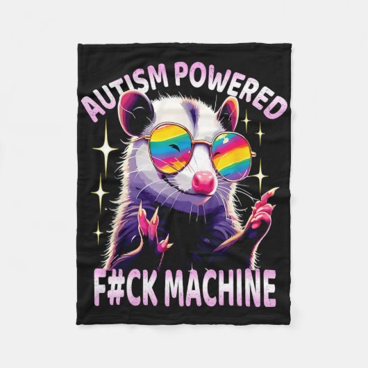 Autism Powered F#ck Machine Funny Meme Opossum Aut Fleecedecke (Vorderseite)