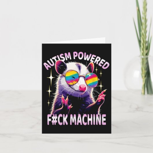 Autism Powered F#ck Machine Funny Meme Opossum Aut Karte (Vorderseite)