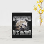 Autism Powered F#ck Machine Funny Meme Wolf Autist Karte (Gelbe Blume)