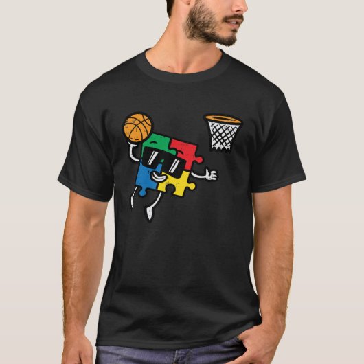Autism Puzzle Basketball Dunk Awareness Toddler Bo T-Shirt (Vorderseite)