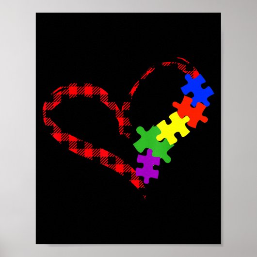 Autism Puzzle Buffalo Plaid Love Christmas Graphic Poster (Vorne)