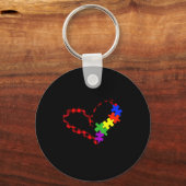 Autism Puzzle Buffalo Plaid Love Christmas Graphic Schlüsselanhänger (Vorderseite)