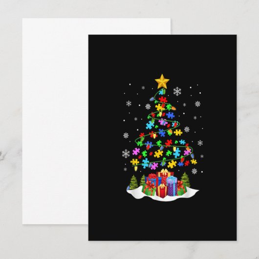Autism Puzzle Christmas Tree Lights Funny Gift Einladung (Vorne/Hinten)