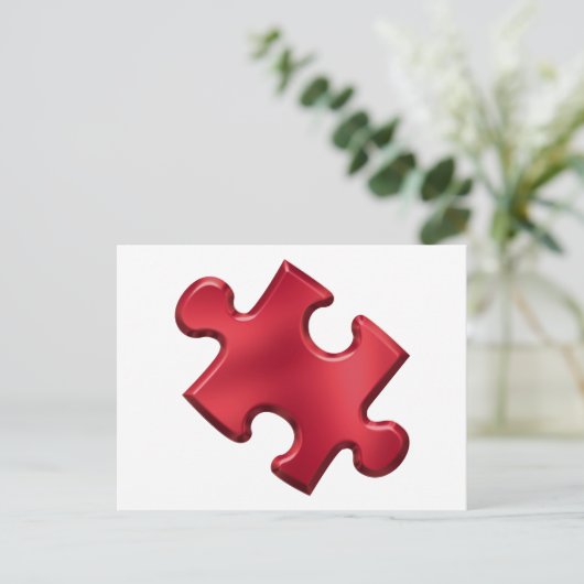 Autism Puzzle Piece Red Postkarte (Stehend Vorderseite)