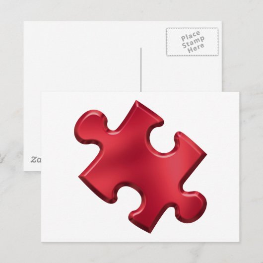 Autism Puzzle Piece Red Postkarte (Vorne/Hinten)