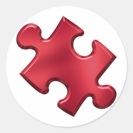 Autism Puzzle Piece Red Runder Aufkleber (Vorderseite)