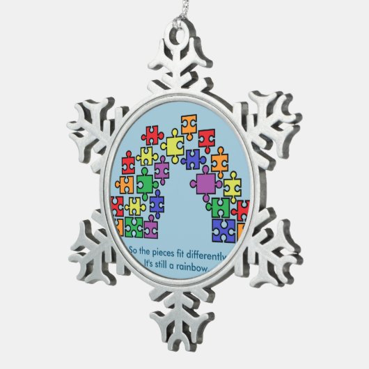 Autism Puzzle Rainbow Snowflake Ornament (Rechts)