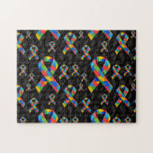 Autism Puzzle Ribbon Pattern (Horizontal)