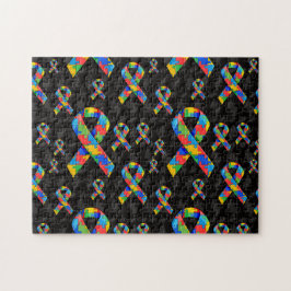 Autism Puzzle Ribbon Pattern