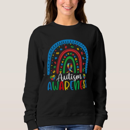Autism Rainbow Puzzle Autism Awareness Month Women Sweatshirt (Vorderseite)