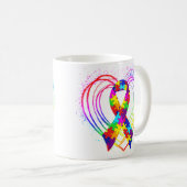 Autism Ribbon on Heart: Kaffeetasse (VorderseiteRechts)
