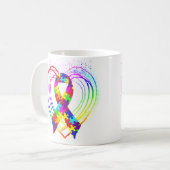 Autism Ribbon on Heart: Kaffeetasse (Vorderseite Links)