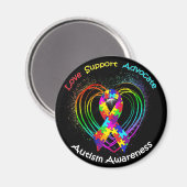 Autism Ribbon on Heart: Magnet (Vorderseite/Rückseite)