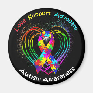 Autism Ribbon on Heart: Magnet