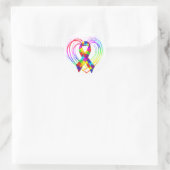 Autism Ribbon on Heart: Runder Aufkleber (Tasche)