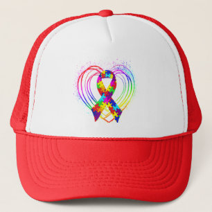 Autism Ribbon on Heart: Truckerkappe