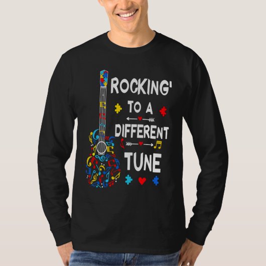 Autism Rock N Roll Rocking To A Different Tune Gui T-Shirt (Vorderseite)