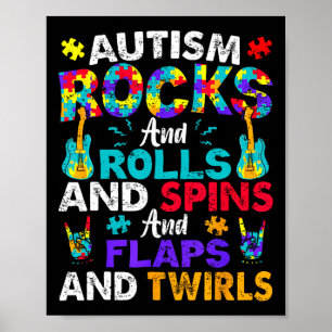 Autism rockt und rollt Lustiger Autismustag Monat Poster