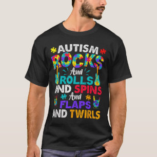 Autism Rockt Und Rollt Und Dreht Autismus-Bewussts T-Shirt