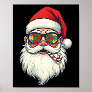 Autism Santa Claus Candy Cane Weihnachtsfrauen Män Poster