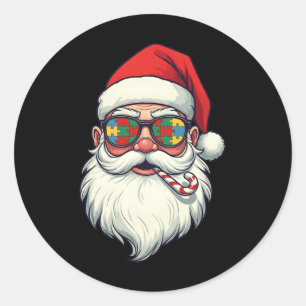 Autism Santa Claus Candy Cane Weihnachtsfrauen Män Runder Aufkleber