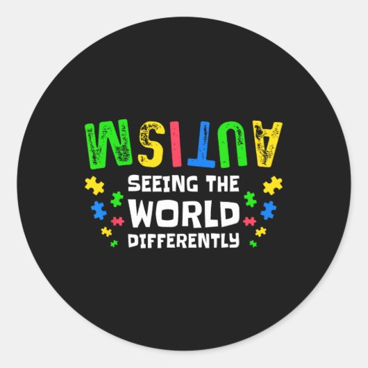 Autism Seeing The World Differently Neurodiversity Runder Aufkleber (Vorderseite)