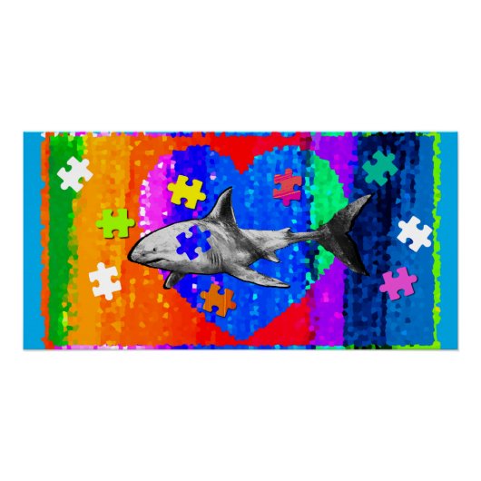 Autism Shark 28 x 14" Poster (Vorderseite)
