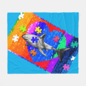 Autism Shark 3 sizes Fleecedecke (Vorderseite (Horizontal))