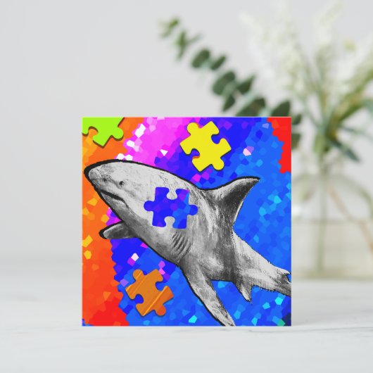 Autism Shark Flat Card (Stehend Vorderseite)