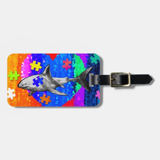 Autism Shark Gepäckanhänger (Vorderseite horizontal)