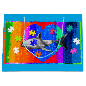 Autism Shark Große Geschenktüte (Vorderseite)