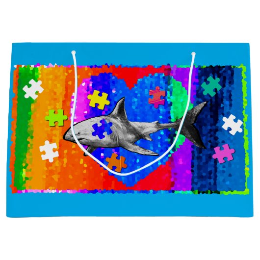 Autism Shark Große Geschenktüte (Vorderseite)