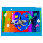 Autism Shark Große Geschenktüte (Rückseite)