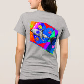 Autism Shark WOMANS GRAY Tri-Blend Shirt (Rückseite)