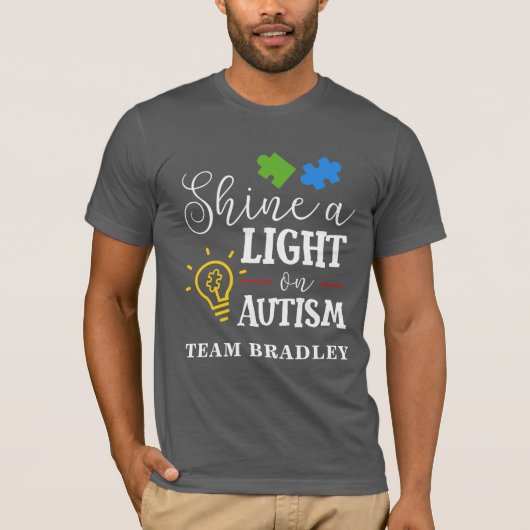 Autism Shine a Light Matching Team Custom T-Shirt (Vorderseite)