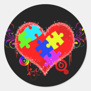 Autism Shining Heart Runder Aufkleber