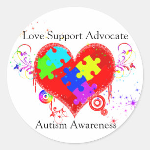 Autism Shining Heart Runder Aufkleber