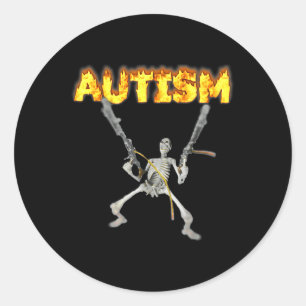 Autism Skeleton Meme Runder Aufkleber