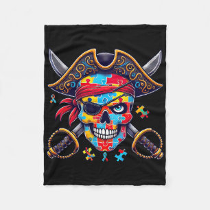Autism Skeleton Pirate Skull Halloween Mens Womens Fleecedecke